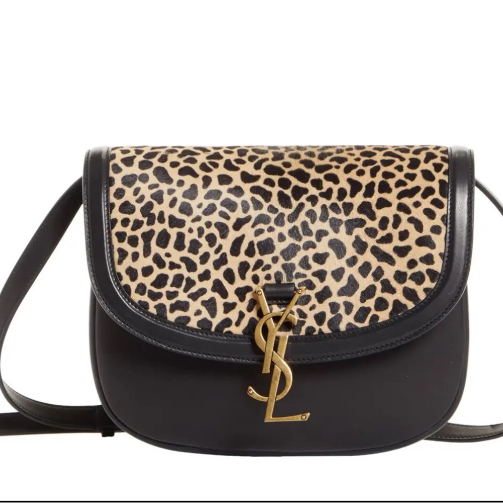 Saint Laurent Kaia small pony hair giraffe Classic Black Leather Handbag